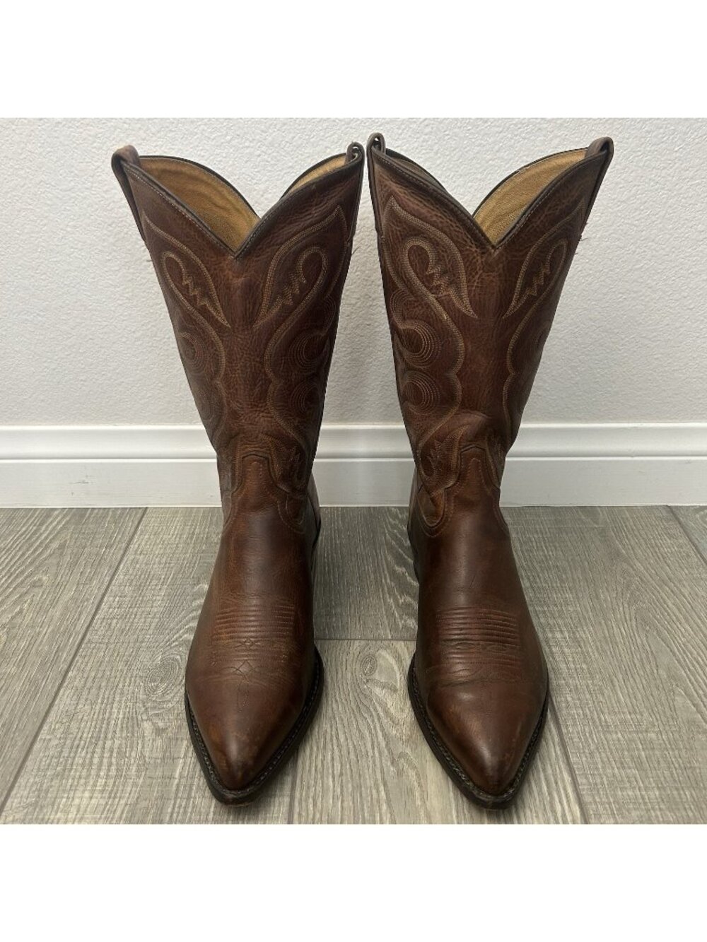 Tony Lama Vintage Brown Pointed Toe Western Cowboy Boots Mens 10.5 D